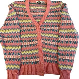 VTG 90s The Eagle's Eye Cardigan Sweater Pastel Knit Women's Sz 38 (XS)